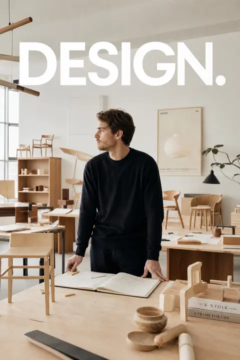 Premium editorial campaign. Main Subject: Young furniture designer inside a Scan - AI生成图片 2