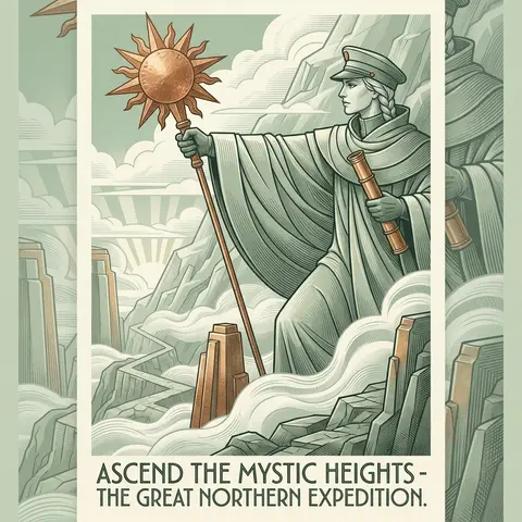 An epic, monumental art deco travel poster depicting a lighthouse keeper ascendi - AI生成图片 1