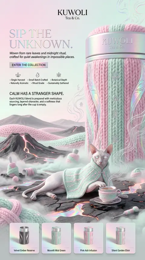 A sinisterly elegant luxury poster for **KUWOLI Tea & Co.** reimagined as an oth - AI生成图片 3