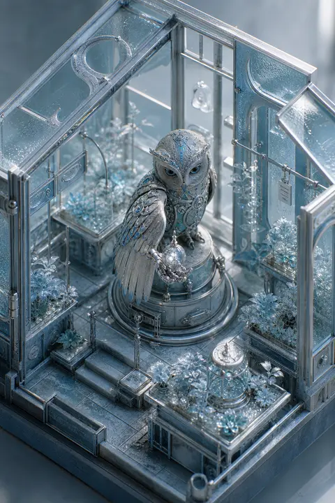 an intimate, quiet isometric miniature scene inside a sunlit greenhouse, centere - AI生成图片 1