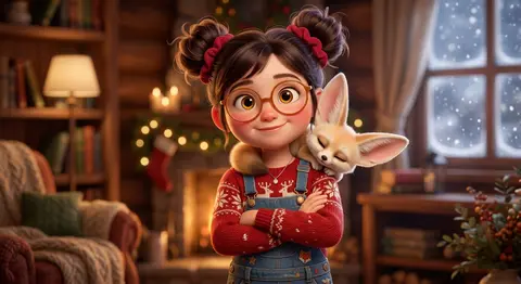 A charming 3D animated portrait in a whimsical family-film style, featuring a yo - AI生成图片 3