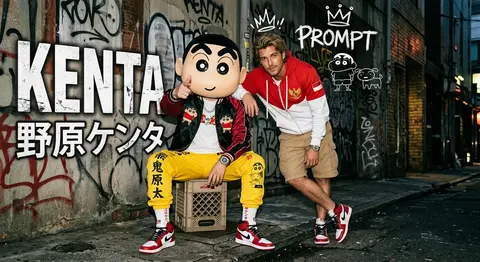 A stylized urban streetwear tableau in a gritty, graffiti-splashed alley, framed - AI生成图片 3