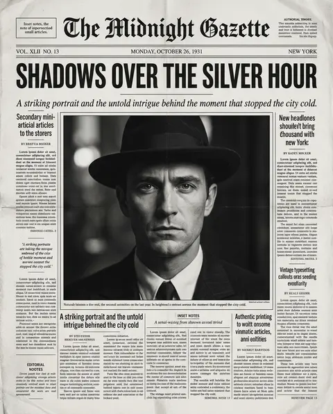 Ultra-realistic front page of a vintage newspaper, cinematic black-and-white edi - AI生成图片 1