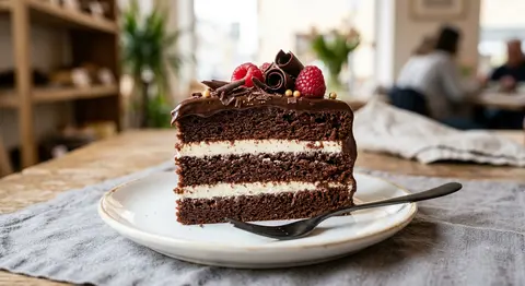 Ultra-realistic premium food photography of a layered chocolate cake on a white - AI生成图片 2