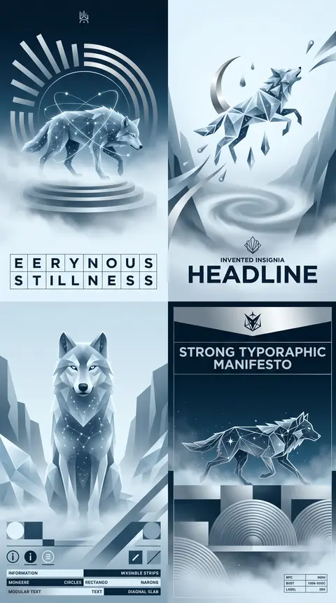 2x2 bauhaus geometric poster collage, four distinct luxury-style editorial panel - AI生成图片 1