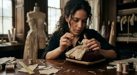 A cinematic haute-couture atelier portrait of Seraphine Vale meticulously hand-s - AI生成图片 1