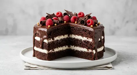 Ultra-realistic premium food photography of a layered chocolate cake on a white - AI生成图片 3