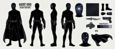 АГЕНТ ПУСТОТА — Стиль: Venture BrosРоль: Ассасин-невидимка | Внешность: шпион в - AI生成图片 3