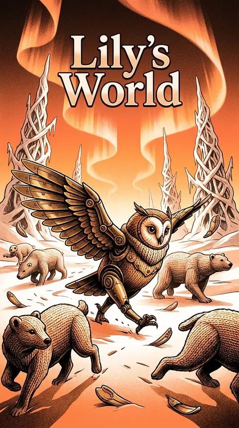 Lily's World, a tense cinematic mobile game cover: a clockwork owl with articula - AI生成图片 4