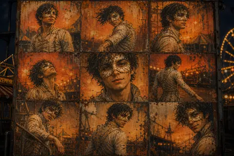 9:16 vertical composition designed as a nine-panel contact-sheet collage, painte - AI生成图片 2