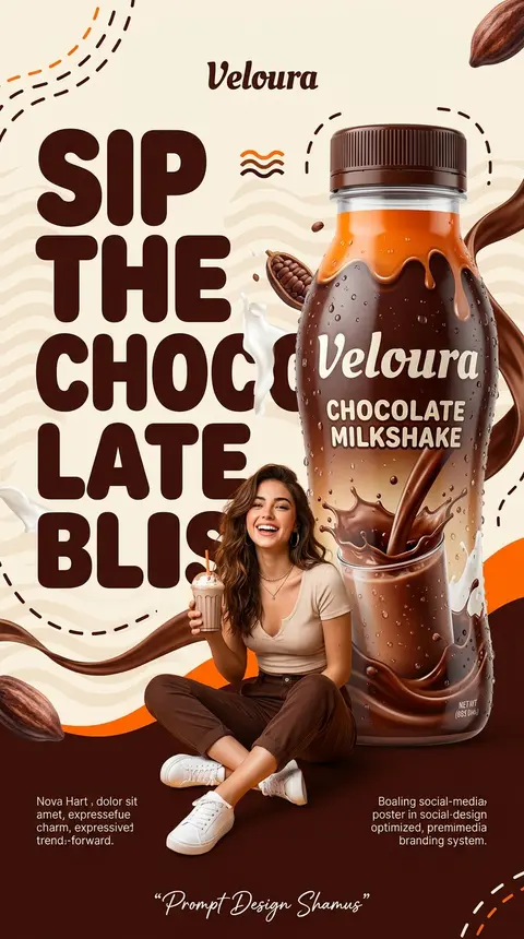 Create a premium Gen-Z commercial advertising poster for **Veloura Chocolate Mil - AI生成图片 3