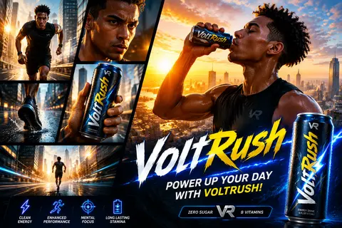 Create a high-energy commercial for a new energy drink called `VoltRush`. A focu - AI生成图片 3
