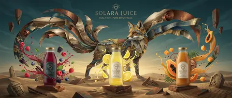 Surrealist photo collage campaign poster for a fictional luxury beverage line, c - AI生成图片 2