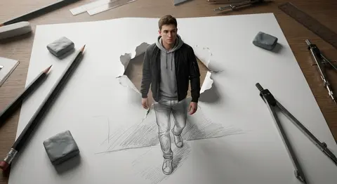 A breathtaking Trompe L’oeil 3D artwork featuring a subject modeled from the upl - AI生成图片 4