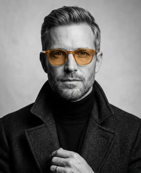 Ultra-realistic studio portrait of Alaric Voss, a refined fictional art director - AI生成图片 1