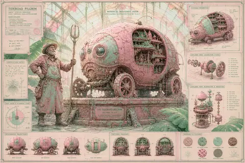 An epic, monumental blueprint schematic of an elderly fisherman standing like a - AI生成图片 1