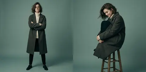 Diptych high-fashion editorial portrait of Elara Voss, a young brunette with a w - AI生成图片 1