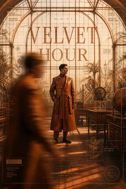 9:16 ultra-luxury editorial poster titled "VELVET HOUR", rendered as a tense cin - AI生成图片 1