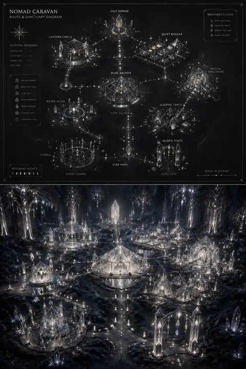 vertical split-panel architectural fantasy display, clean presentation board, ul - AI生成图片 1