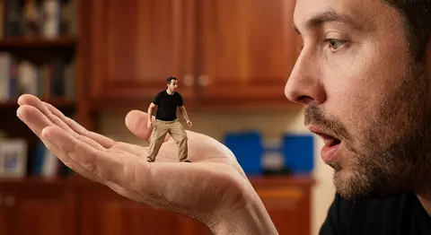 A hyper-realistic, surreal composite shot utilizing forced perspective to create - AI生成图片 2