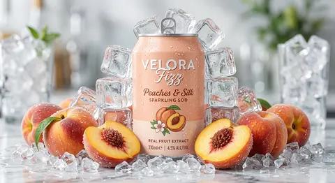 Ultra-realistic commercial product photography of a pastel peach-toned soda can - AI生成图片 1