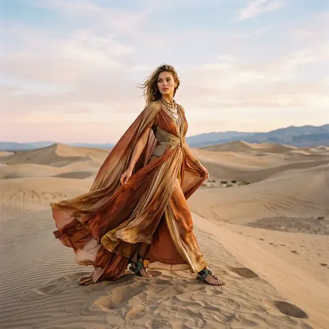A high-fashion cinematic desert editorial shoot in the spirit of a luxury fashio - AI生成图片 1