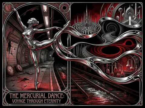 A towering robotic ballet dancer poised at the edge of a deserted underground tr - AI生成图片 2