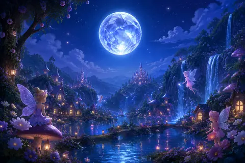 Every night, the Moon Crystal glowed above Fairy Valley. - AI生成图片 2