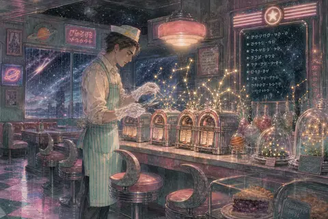 A celestial gardener in a mint-striped apron and translucent frosted-crystal glo - AI生成图片 1