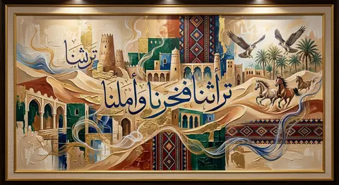 Contemporary Arabian abstract illustration in a refined Gulf fine-art style, an - AI生成图片 1