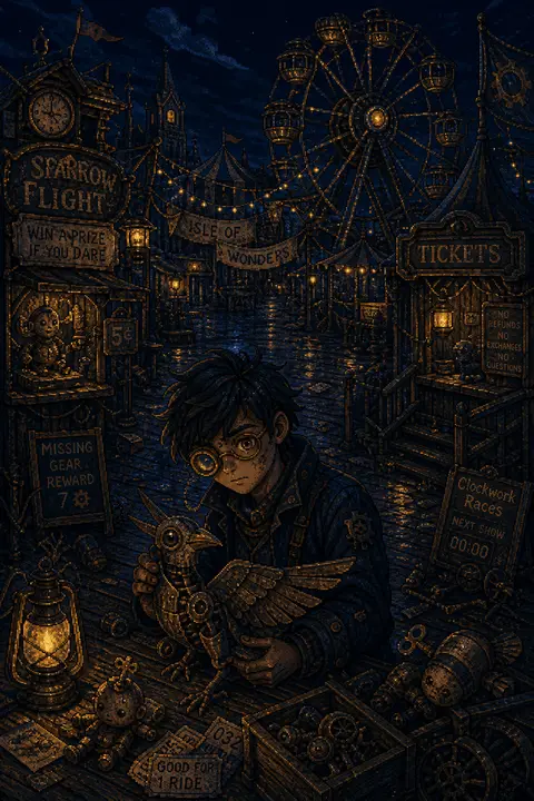 A solitary young scrap-engineer with soot-smudged cheeks and asymmetrical copper - AI生成图片 2
