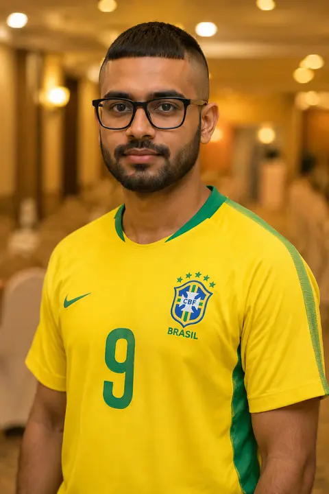 Create image Ultra-realistic DSLR portrait of a young South Asian man standing i - AI生成图片 1