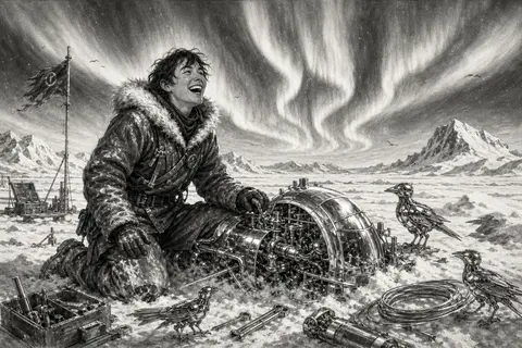 A radiant young inventor in a wind-cut polar expanse, laughing as they kneel bes - AI生成图片 2