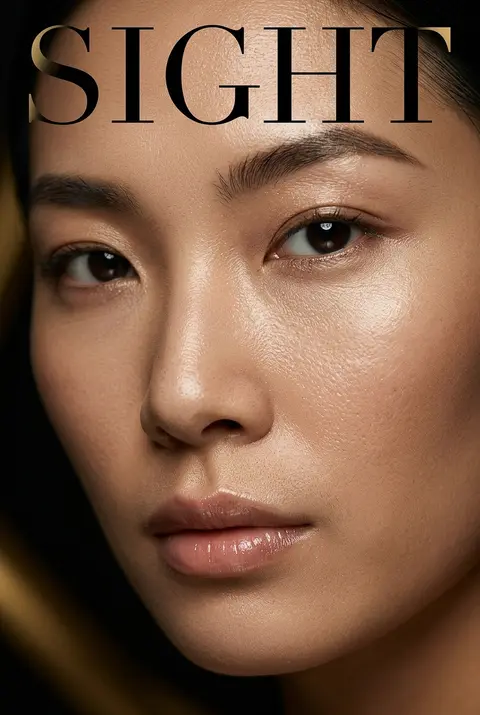 Luxury extreme close-up portrait, magazine cover style, title "SIGHT", featurin - AI生成图片 1