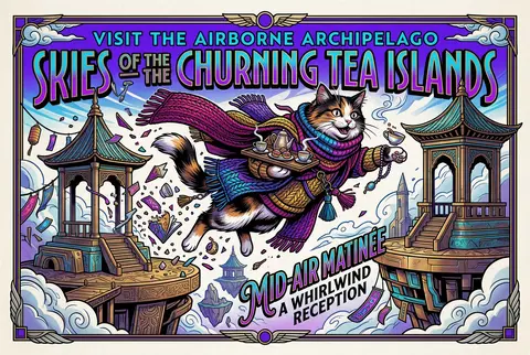 A whirlwind fashion travel poster set across floating sky islands, starring a mi - AI生成图片 3