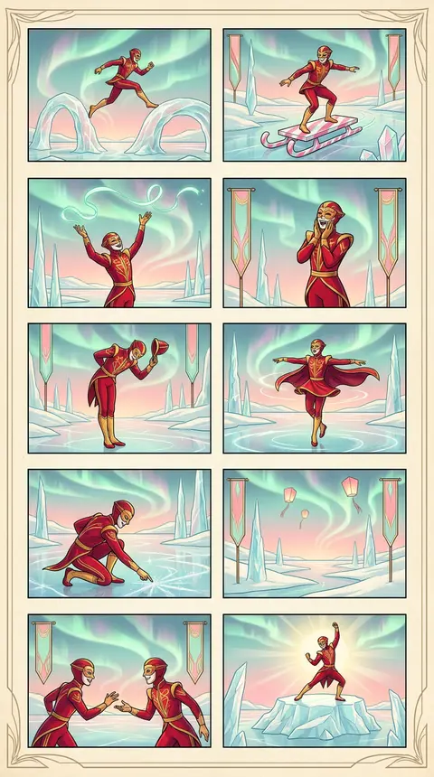 3x3 storyboard contact sheet, nine-panel continuous visual narrative of a masked - AI生成图片 2