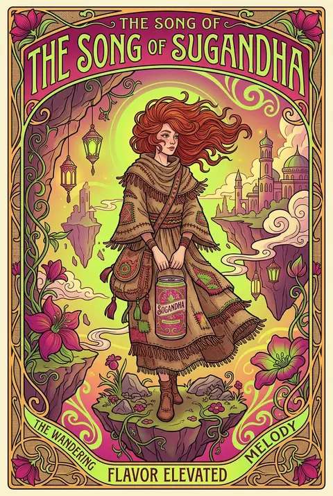 A playful, whimsical art nouveau poster set across floating sky islands, featuri - AI生成图片 1