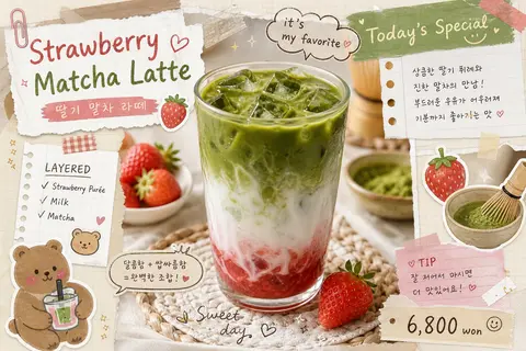 Cute scrapbook-style food photography poster featuring a dreamy flatlay of a lay - AI生成图片 1