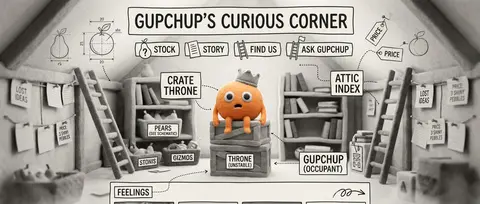 A delightfully absurd homepage for Gupchup, a tangerine fuzzball fruit stall kee - AI生成图片 1
