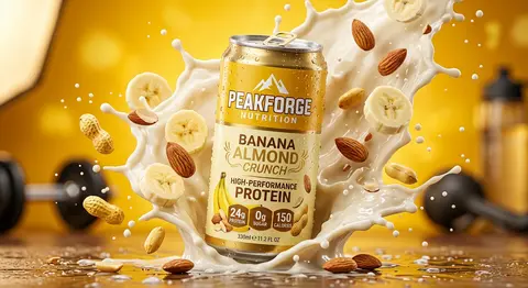 Hyper-realistic commercial advertisement for a `PeakForge Nutrition` protein sha - AI生成图片 1