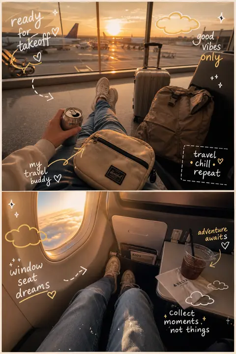 A dreamy scrapbook-style POV travel photo series capturing the golden-hour magic - AI生成图片 2