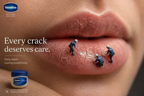 Create an ultra-premium skincare advertising poster for Vaseline, built around a - AI生成图片 1