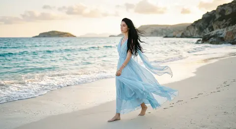 a cinematic coastal portrait of Seraphine Vale, a fictional Mediterranean muse w - AI生成图片 1