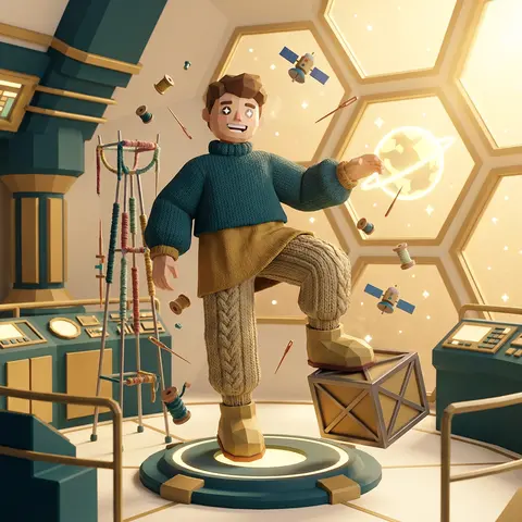 Full-body low-poly 3D fashion render of a cheerful young tinkering inventor aboa - AI生成图片 2