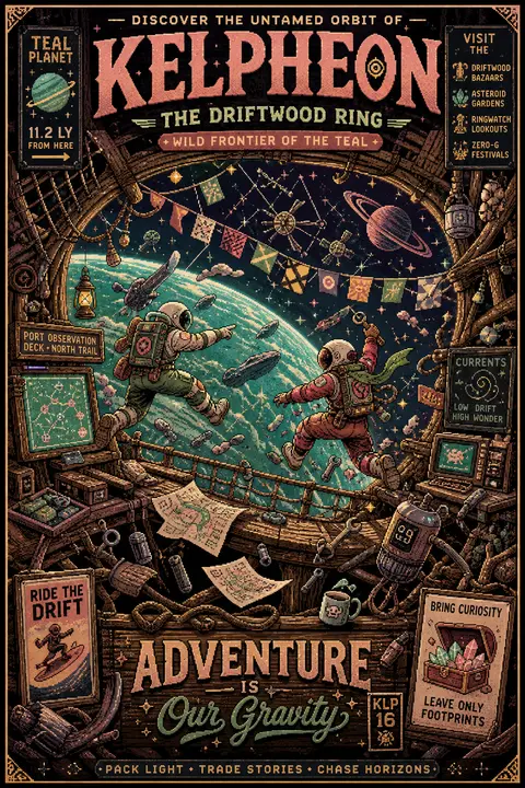 A frantic 16-bit pixel travel-poster scene set inside a bustling orbital habitat - AI生成图片 1