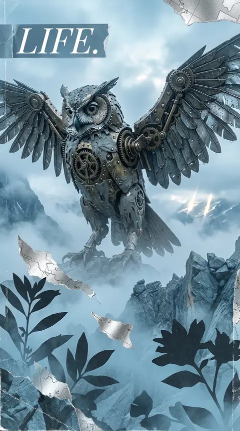 Premium editorial campaign, surrealist photo collage of a monumental clockwork o - AI生成图片 3