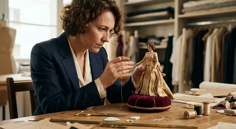 A cinematic haute-couture atelier portrait of Seraphine Vale meticulously hand-s - AI生成图片 3