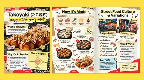 Create a vibrant, colorful 3-page zine-style infographic about a trendy internat - AI生成图片 4