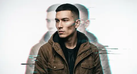 A double-exposure, long-exposure editorial portrait of Adrian Vale, an enigmatic - AI生成图片 1