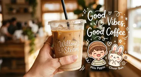 Close-up aesthetic shot of a hand holding an iced coffee in a transparent `Willo - AI生成图片 1